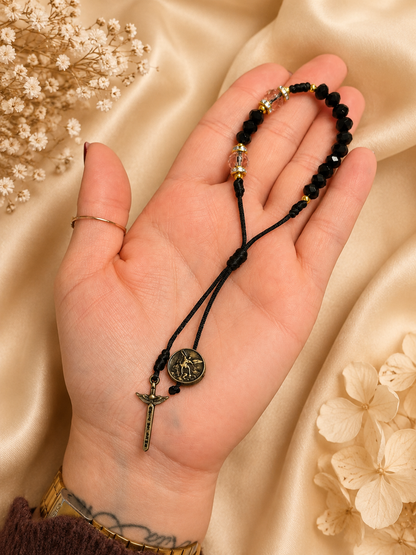 Pulseira São Miguel Arcanjo | Cristal Preto Regulável