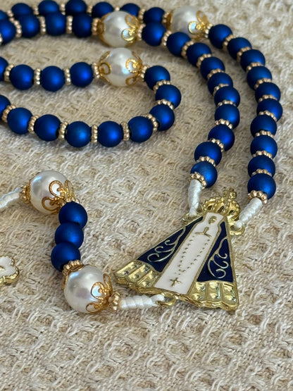 Terço N. Sra. Aparecida Azul Royal - Pérola
