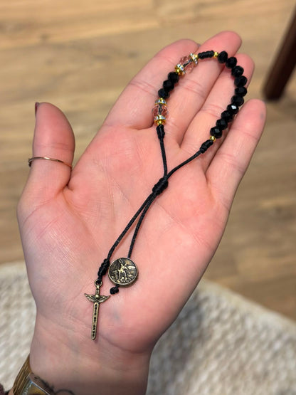 Pulseira São Miguel Arcanjo | Cristal Preto Regulável
