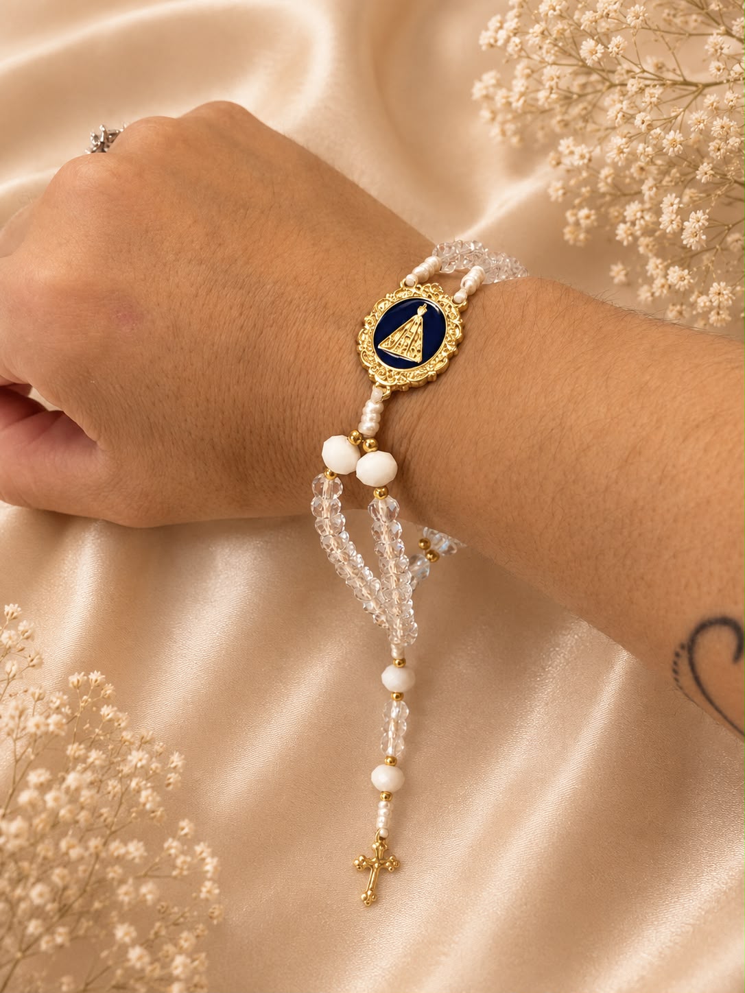 Pulseira Nossa Senhora Aparecida | Cristal Transparente