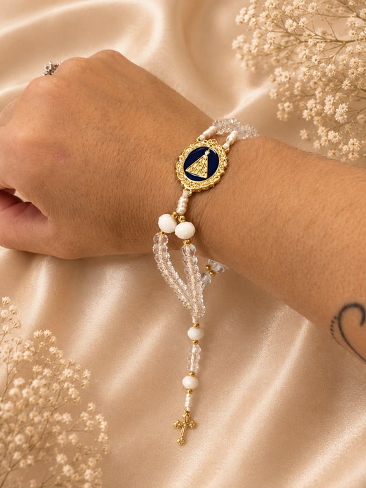 Pulseira Nossa Senhora Aparecida | Cristal Transparente