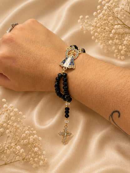 Pulseira Nossa Senhora Aparecida | Cristal Preto