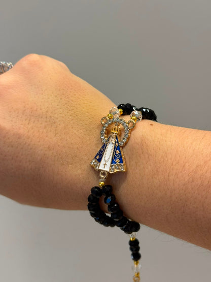 Pulseira Nossa Senhora Aparecida | Cristal Preto