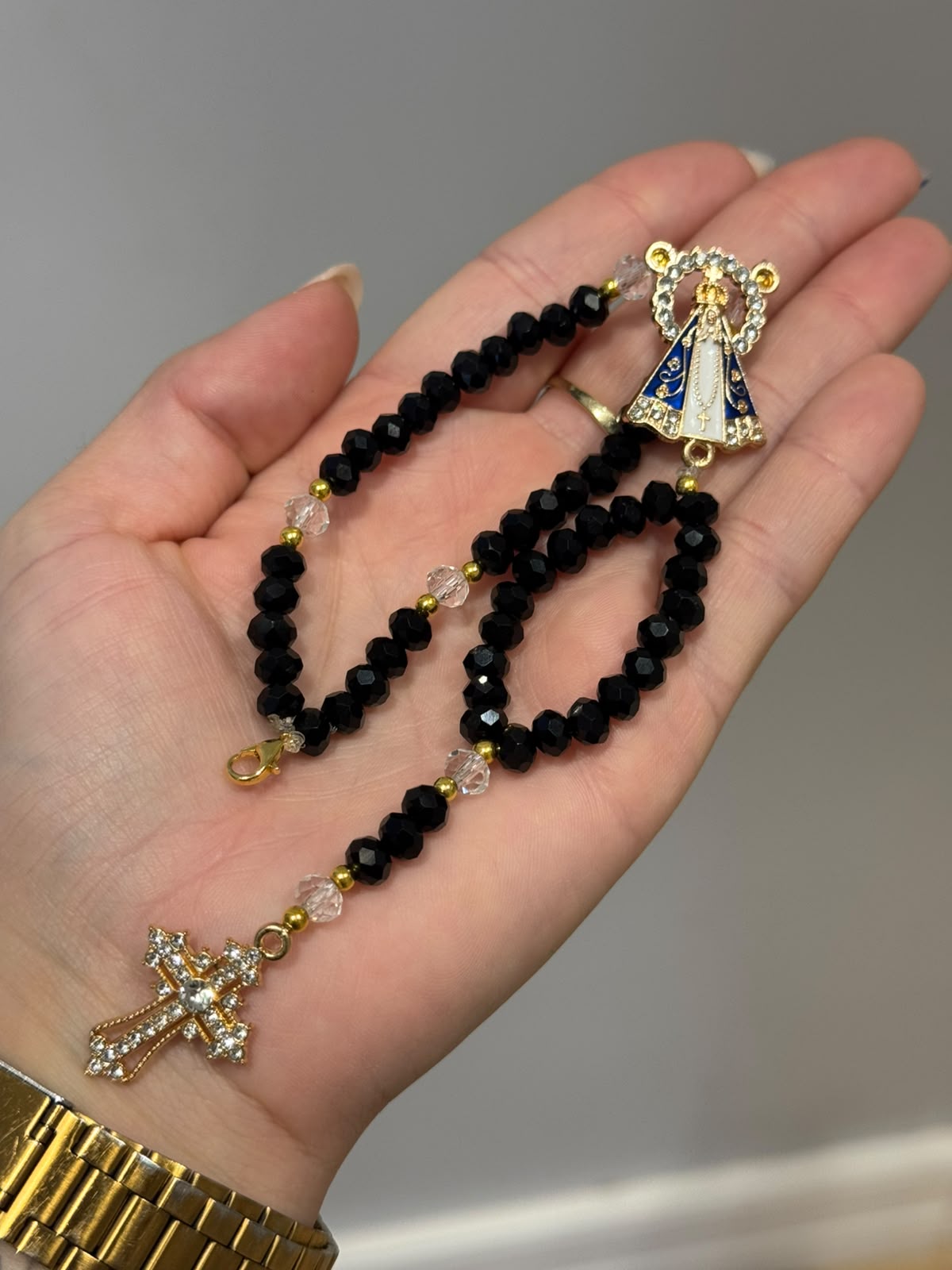 Pulseira Nossa Senhora Aparecida | Cristal Preto
