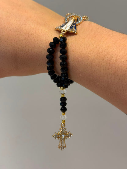 Pulseira Nossa Senhora Aparecida | Cristal Preto