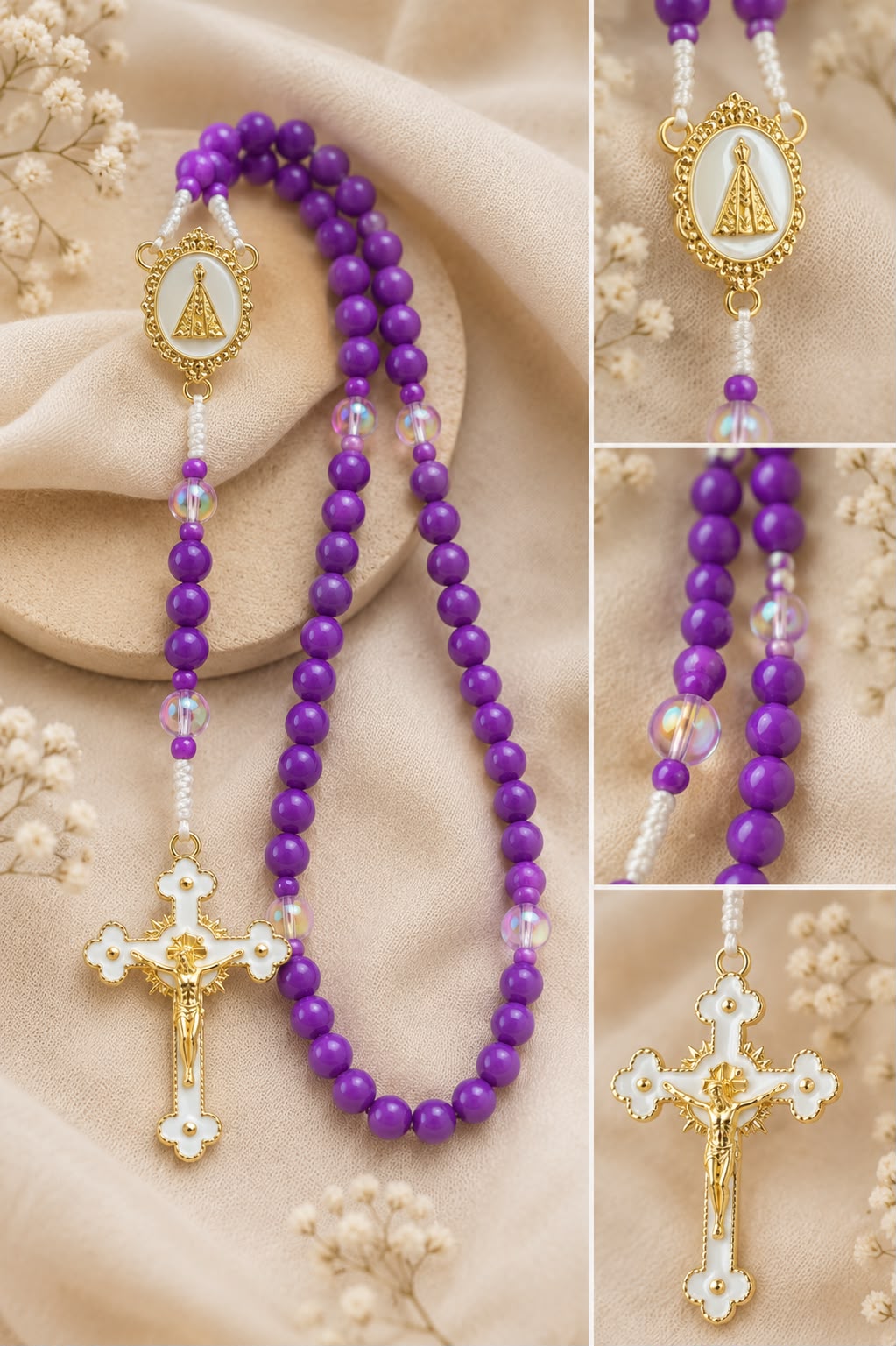 Terço Manto Real | N. Sª. Aparecida Roxo